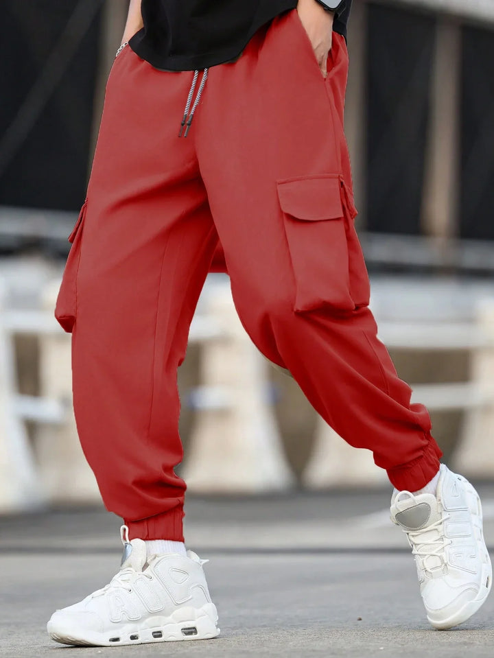 Men’s Cargo Pants – Plus Fit, Letter Patch Detail, Flap Pockets