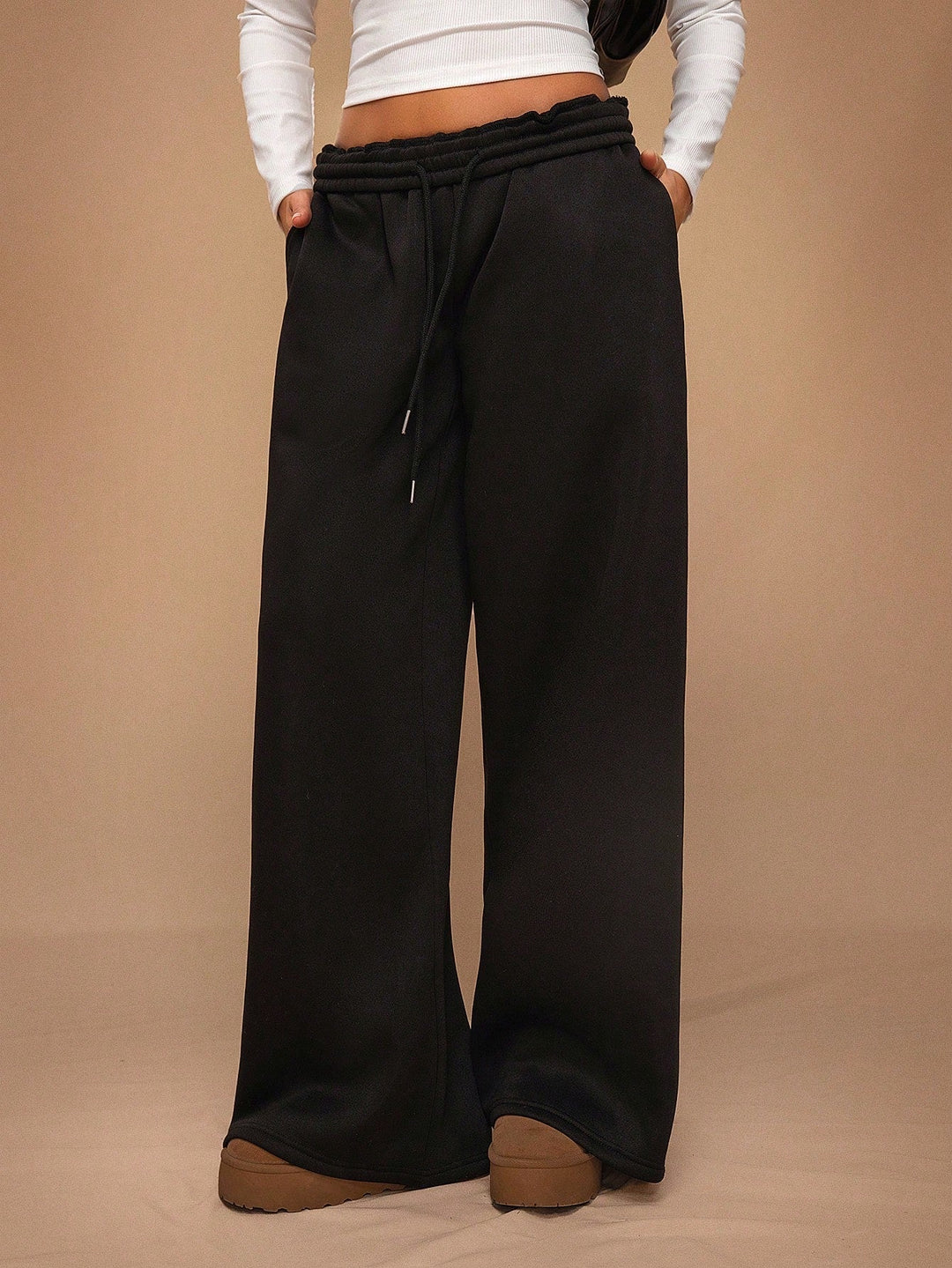 Women's High Waist Elastic Waist Wide Leg Sweatpants