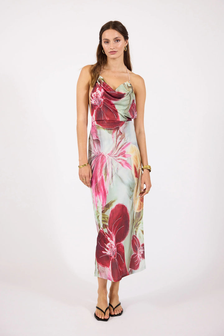 Women's Backless Midi Dress With Slit