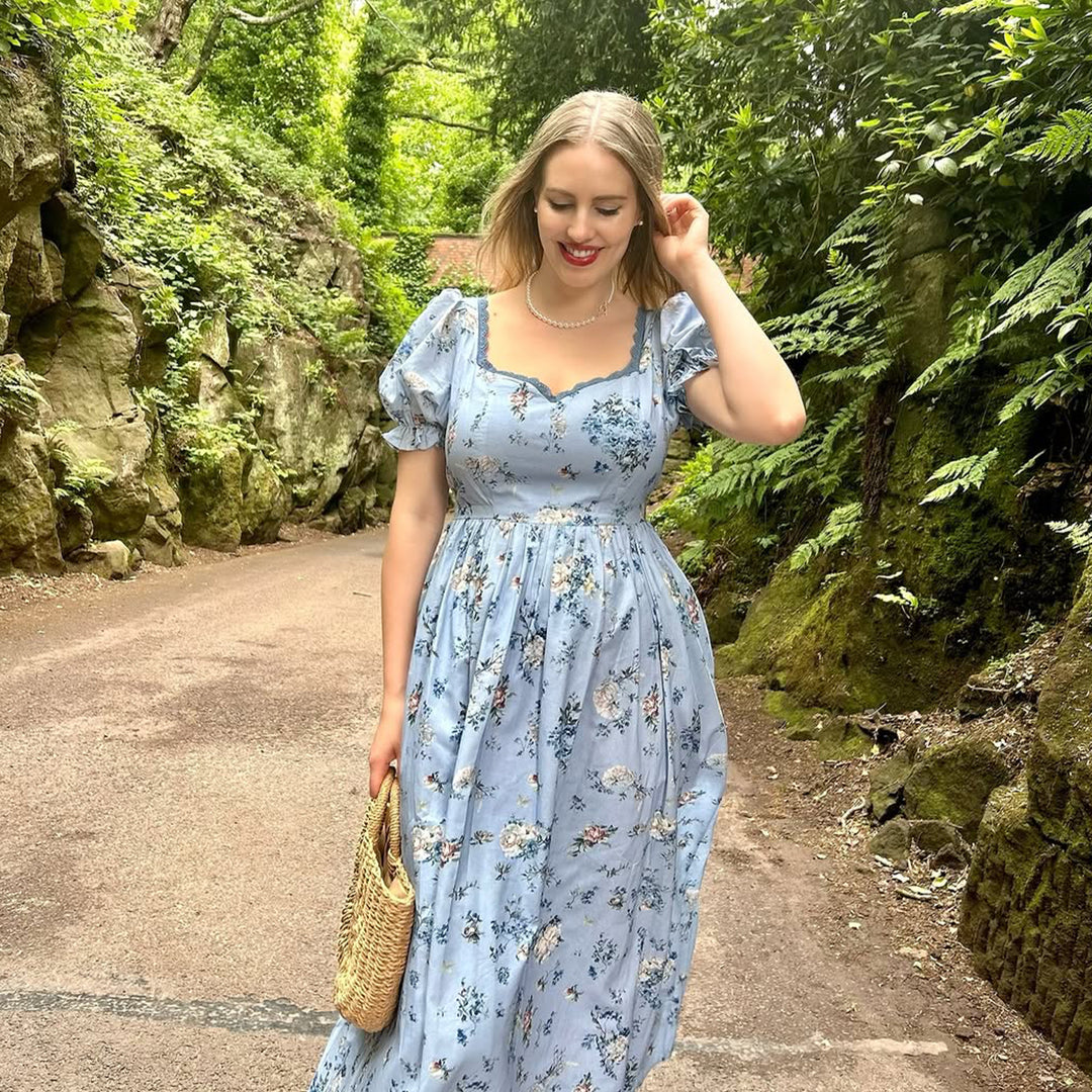 Women's Light-Blue Floral Dress