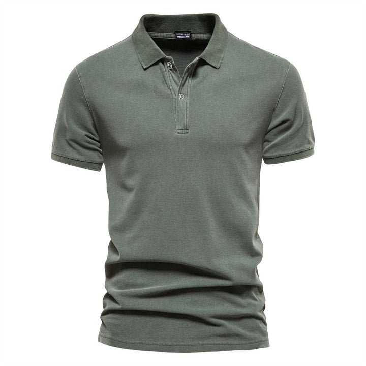 Men's Polo Shirt with Short Sleeves and Button Placket