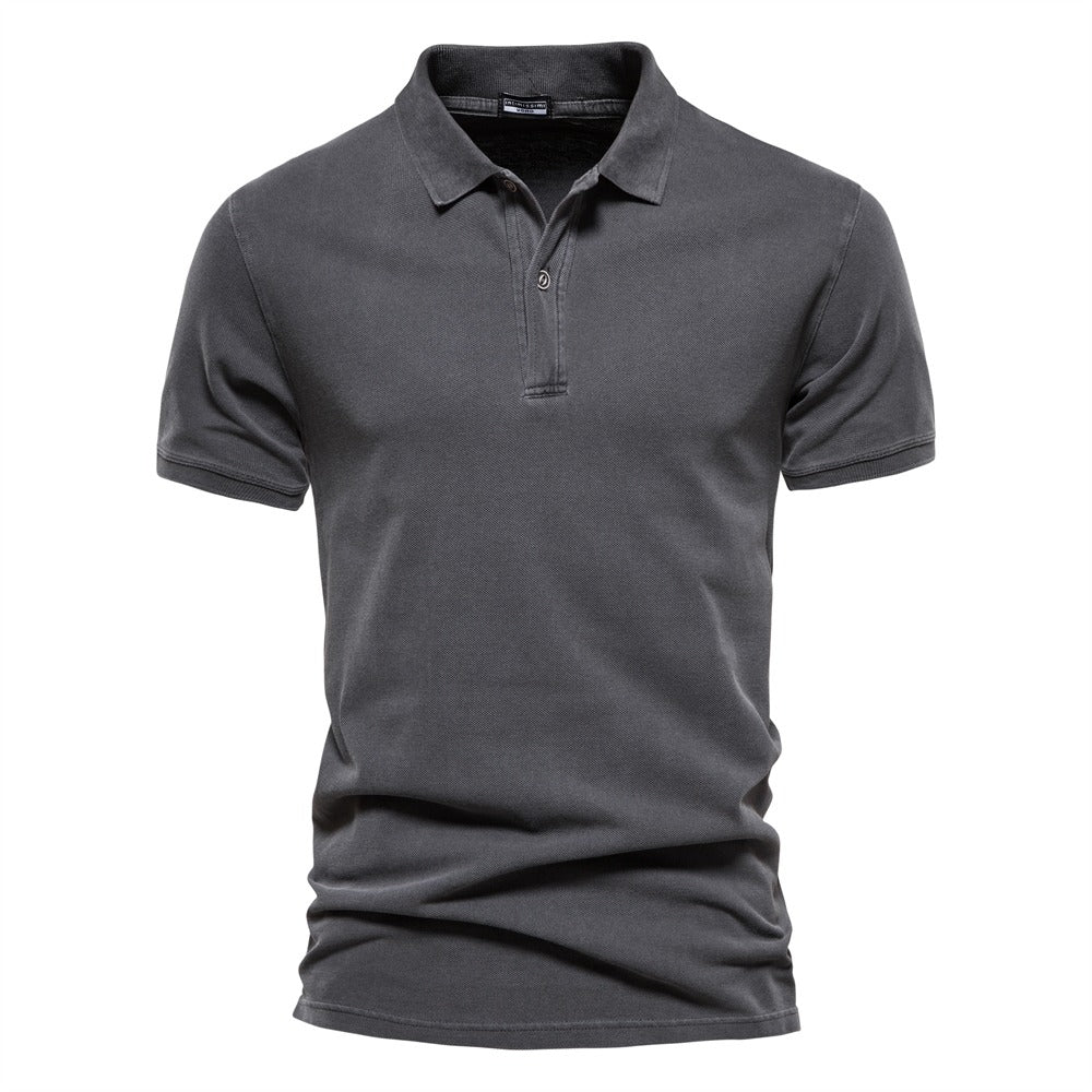 Men's Polo Shirt with Short Sleeves and Button Placket
