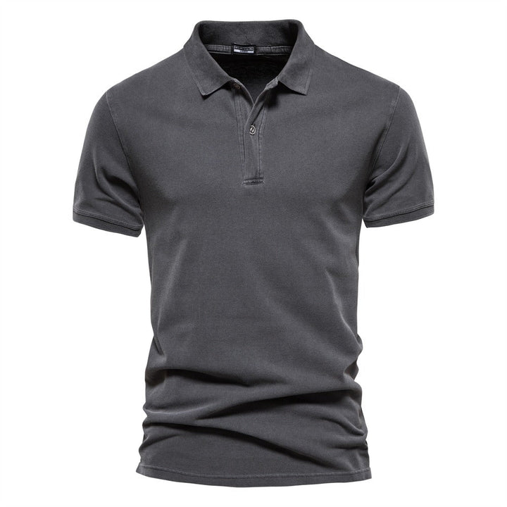 Men's Polo Shirt with Short Sleeves and Button Placket