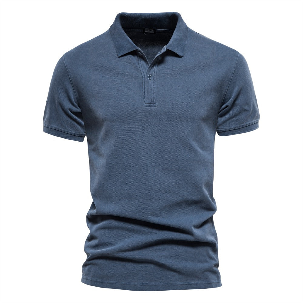 Men's Polo Shirt with Short Sleeves and Button Placket