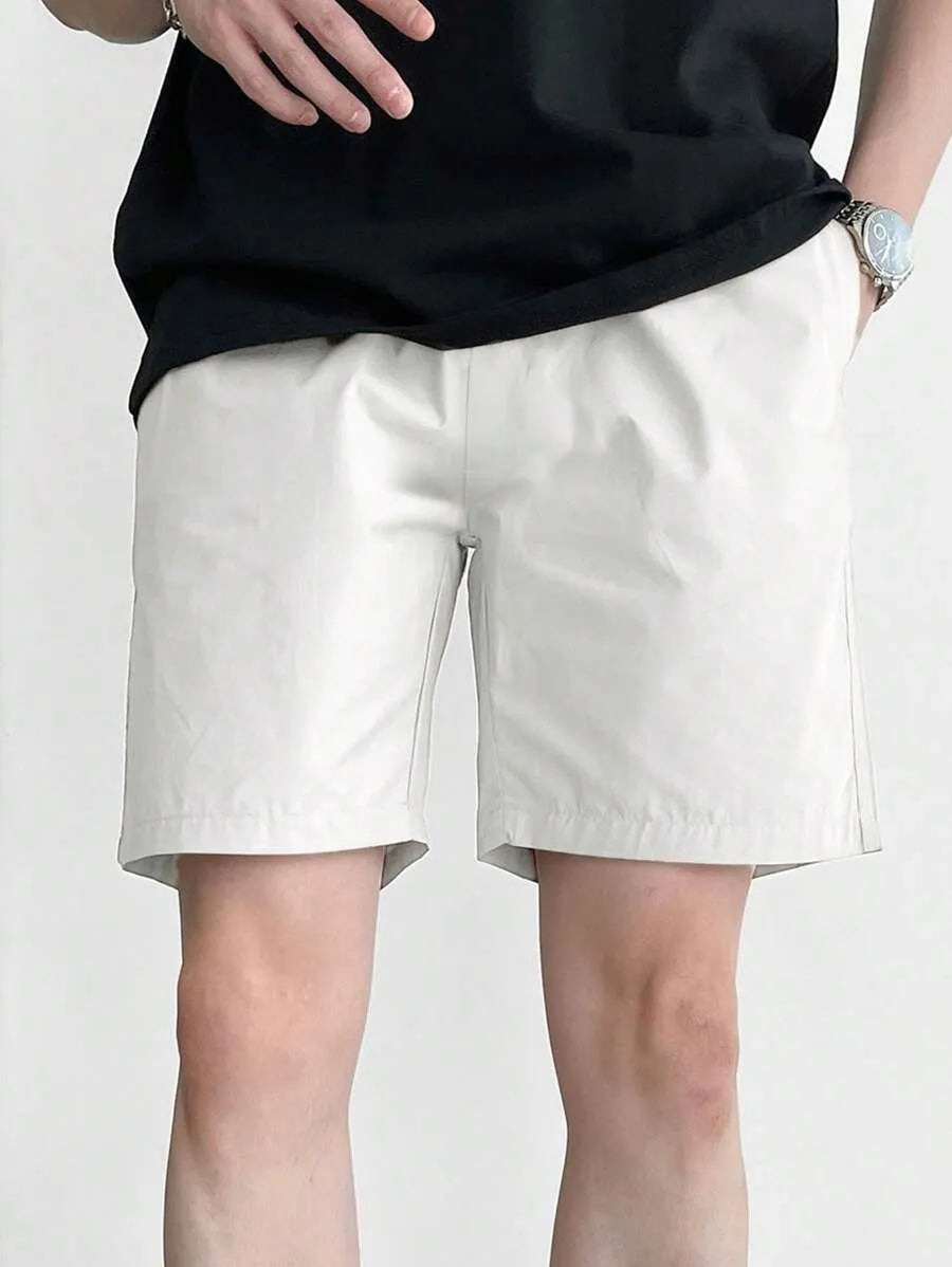 Men's Cream Shorts With Elastic Waistband