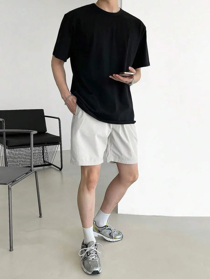 Men's Cream Shorts With Elastic Waistband