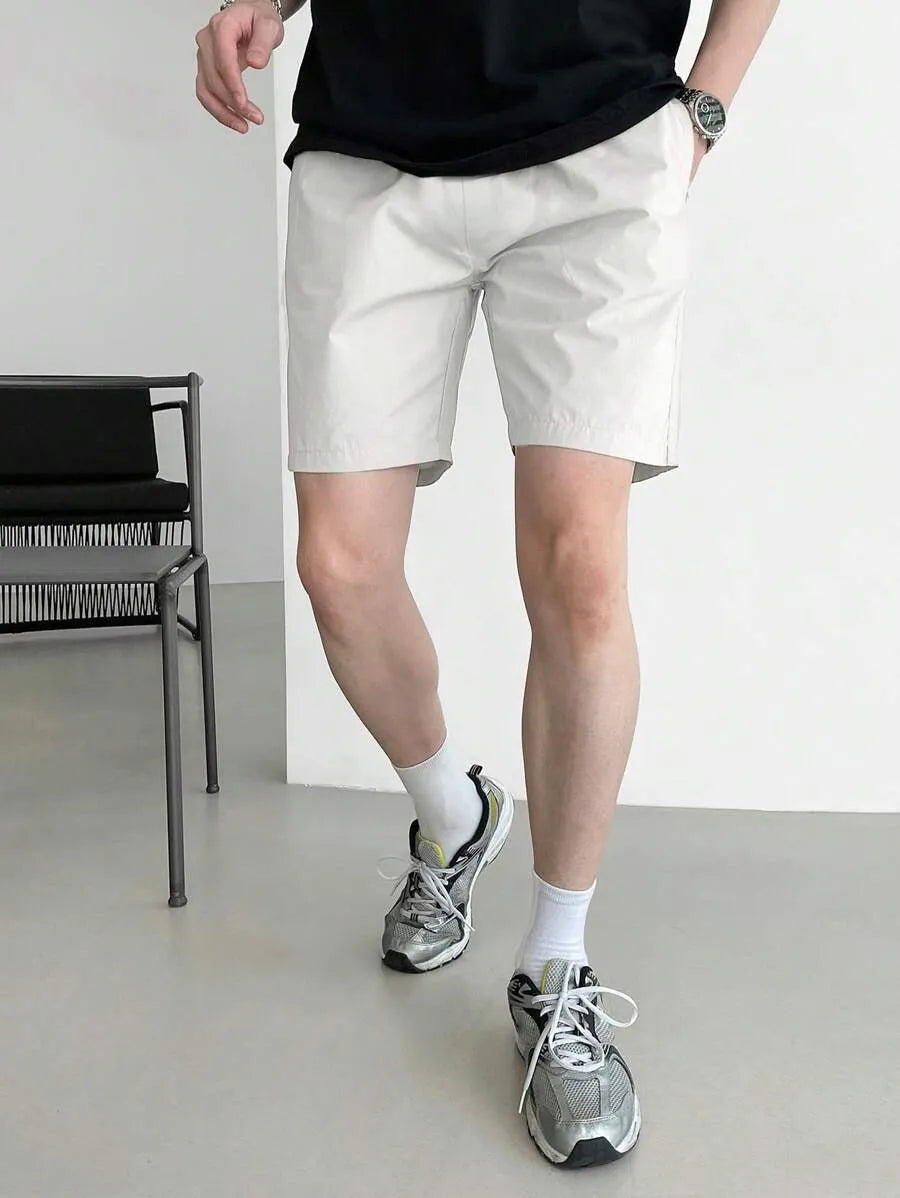 Men's Cream Shorts With Elastic Waistband