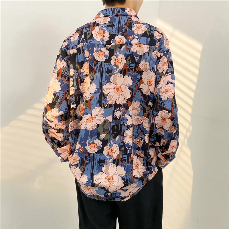 Men's Long-Sleeved Shirt with Floral Print