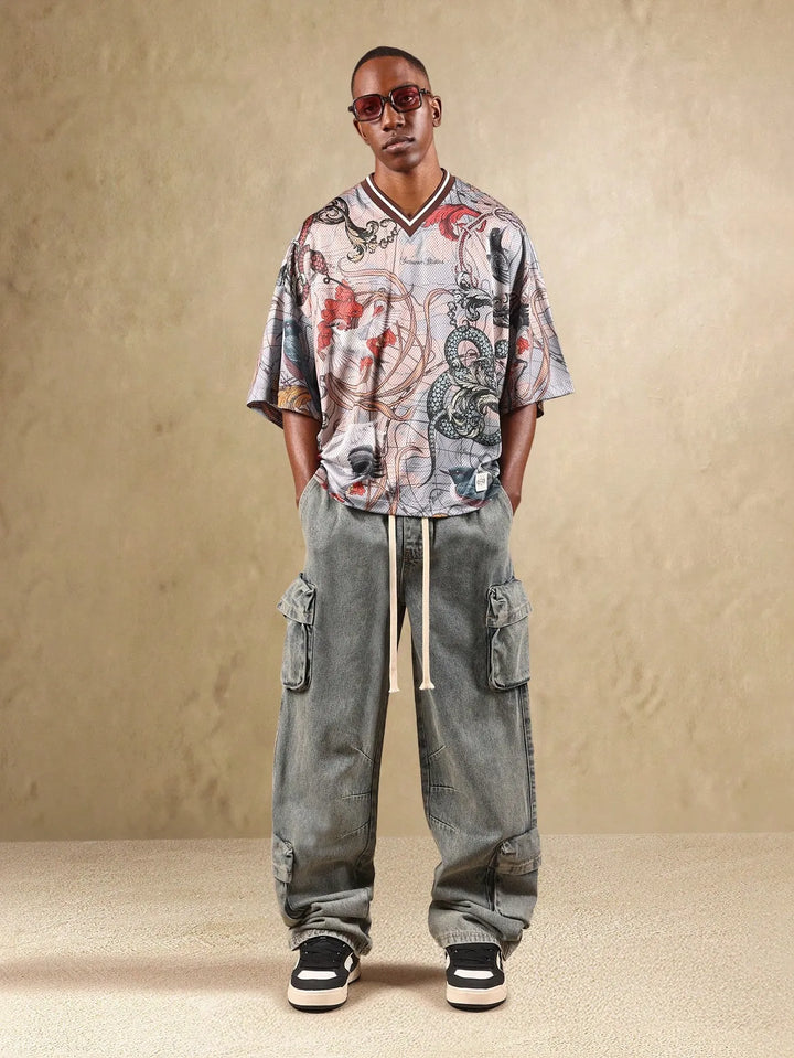 Men's Short-Sleeved Shirt with Animal Print Design