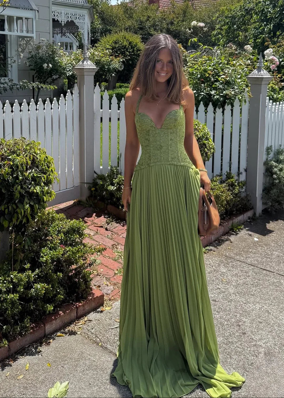 Women's Halter Maxi Wedding Guest Dress with Pleated Skirt and Lace