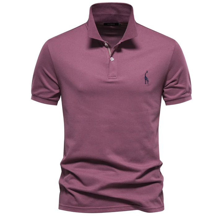 Men's Polo Shirt with Button Placket and Ribbed Cuffs
