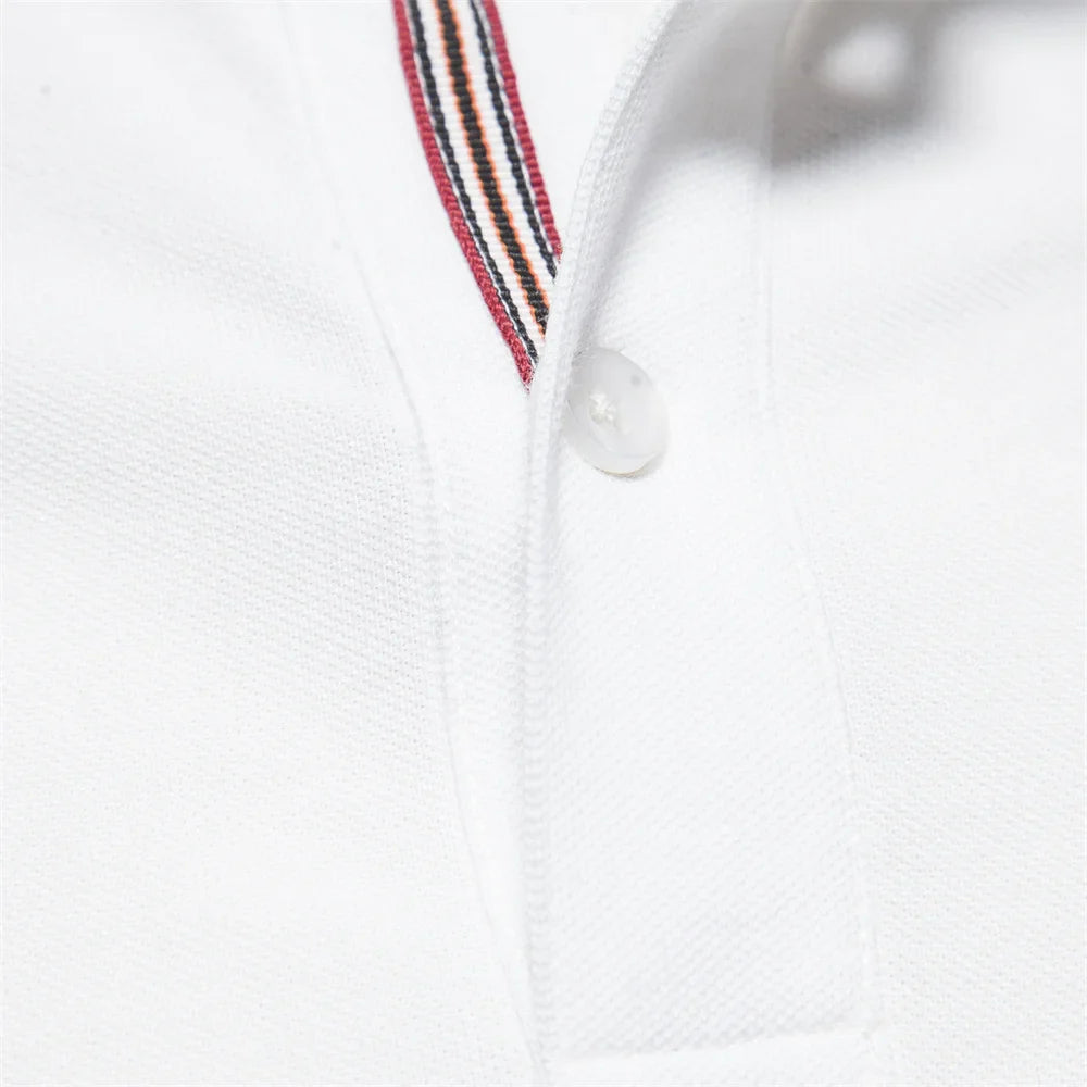 Men's Polo Shirt with Button Placket and Ribbed Cuffs