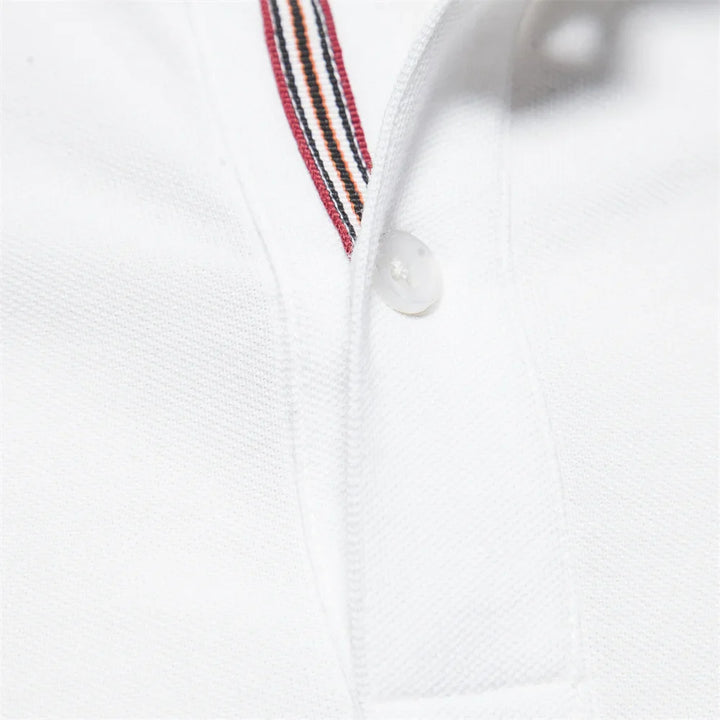 Men's Polo Shirt with Button Placket and Ribbed Cuffs