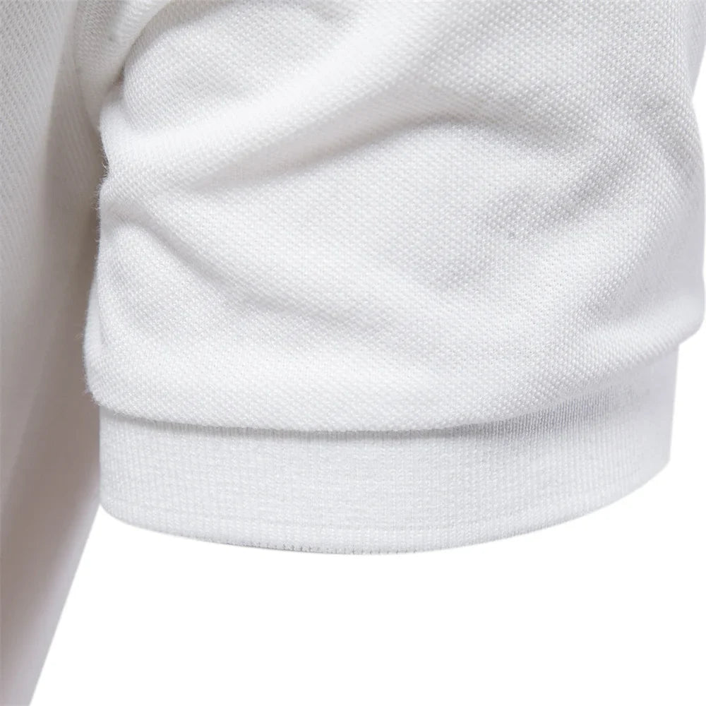 Men's Polo Shirt with Button Placket and Ribbed Cuffs