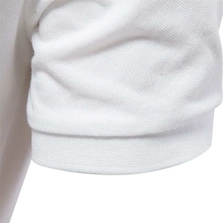 Men's Polo Shirt with Button Placket and Ribbed Cuffs