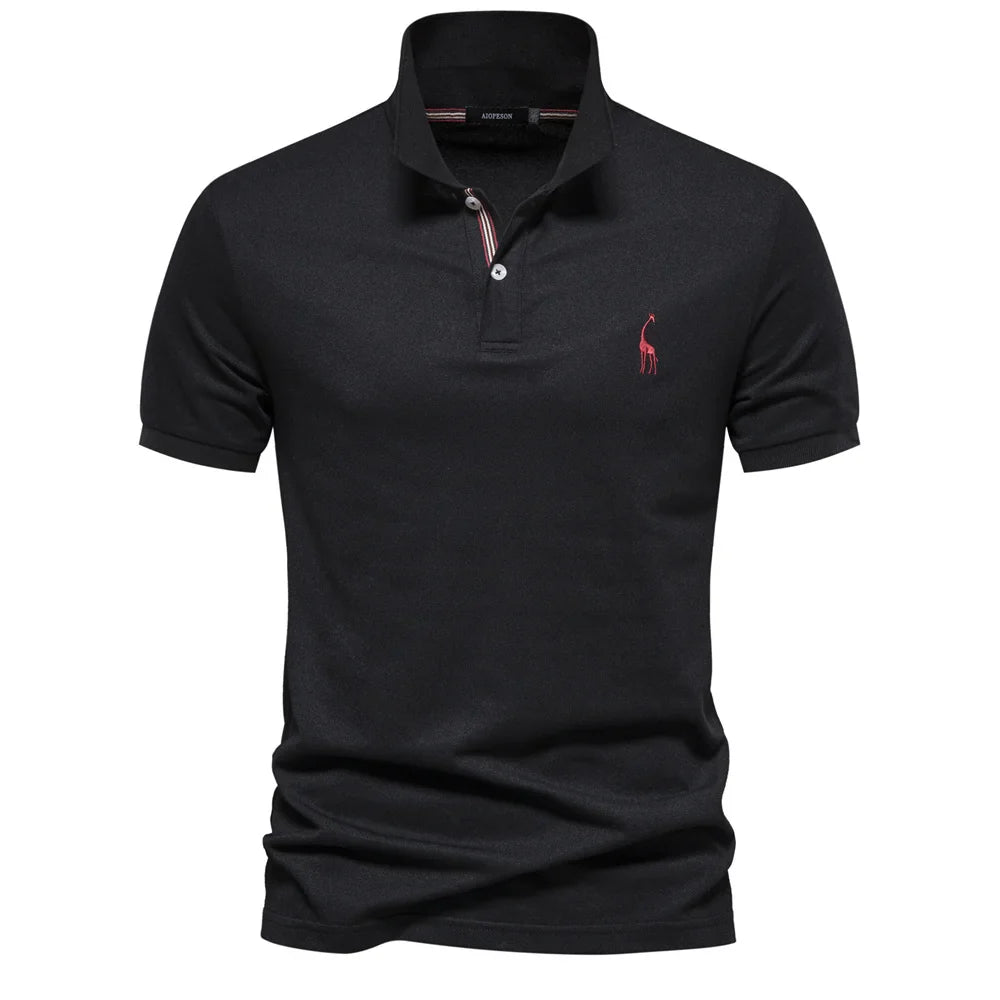 Men's Polo Shirt with Button Placket and Ribbed Cuffs