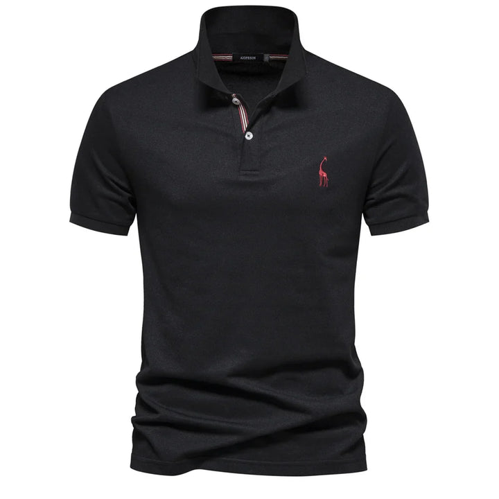 Men's Polo Shirt with Button Placket and Ribbed Cuffs