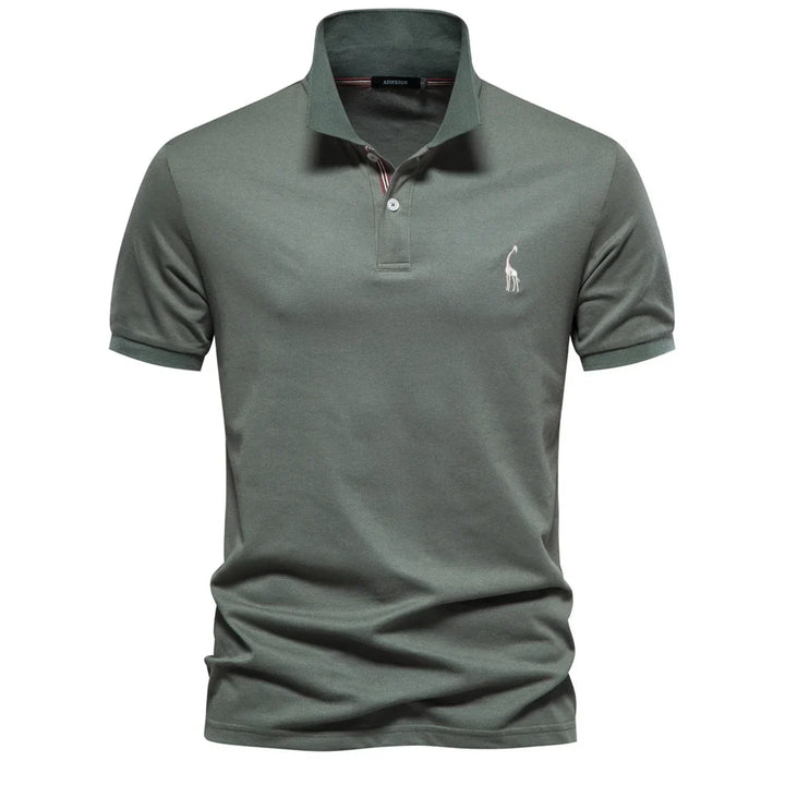 Men's Polo Shirt with Button Placket and Ribbed Cuffs