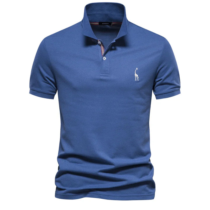 Men's Polo Shirt with Button Placket and Ribbed Cuffs