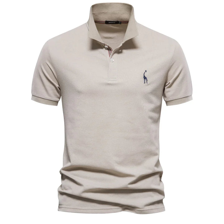 Men's Polo Shirt with Button Placket and Ribbed Cuffs