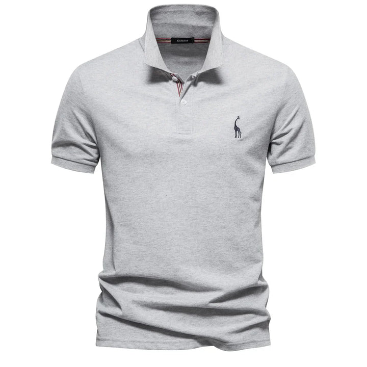 Men's Polo Shirt with Button Placket and Ribbed Cuffs