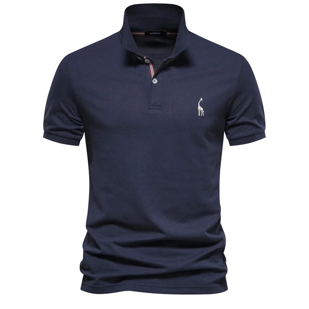 Men's Polo Shirt with Button Placket and Ribbed Cuffs