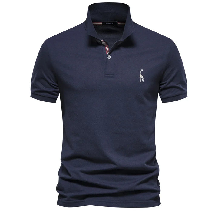 Men's Polo Shirt with Button Placket and Ribbed Cuffs
