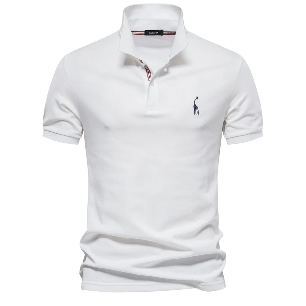 Men's Polo Shirt with Button Placket and Ribbed Cuffs