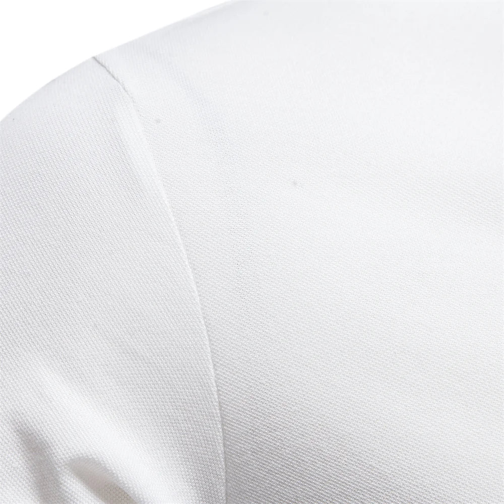 Men's Polo Shirt with Button Placket and Ribbed Cuffs