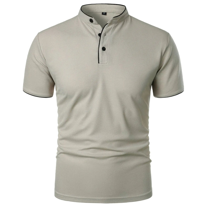 Men's Polo Shirt with Stand Collar and Short Sleeves