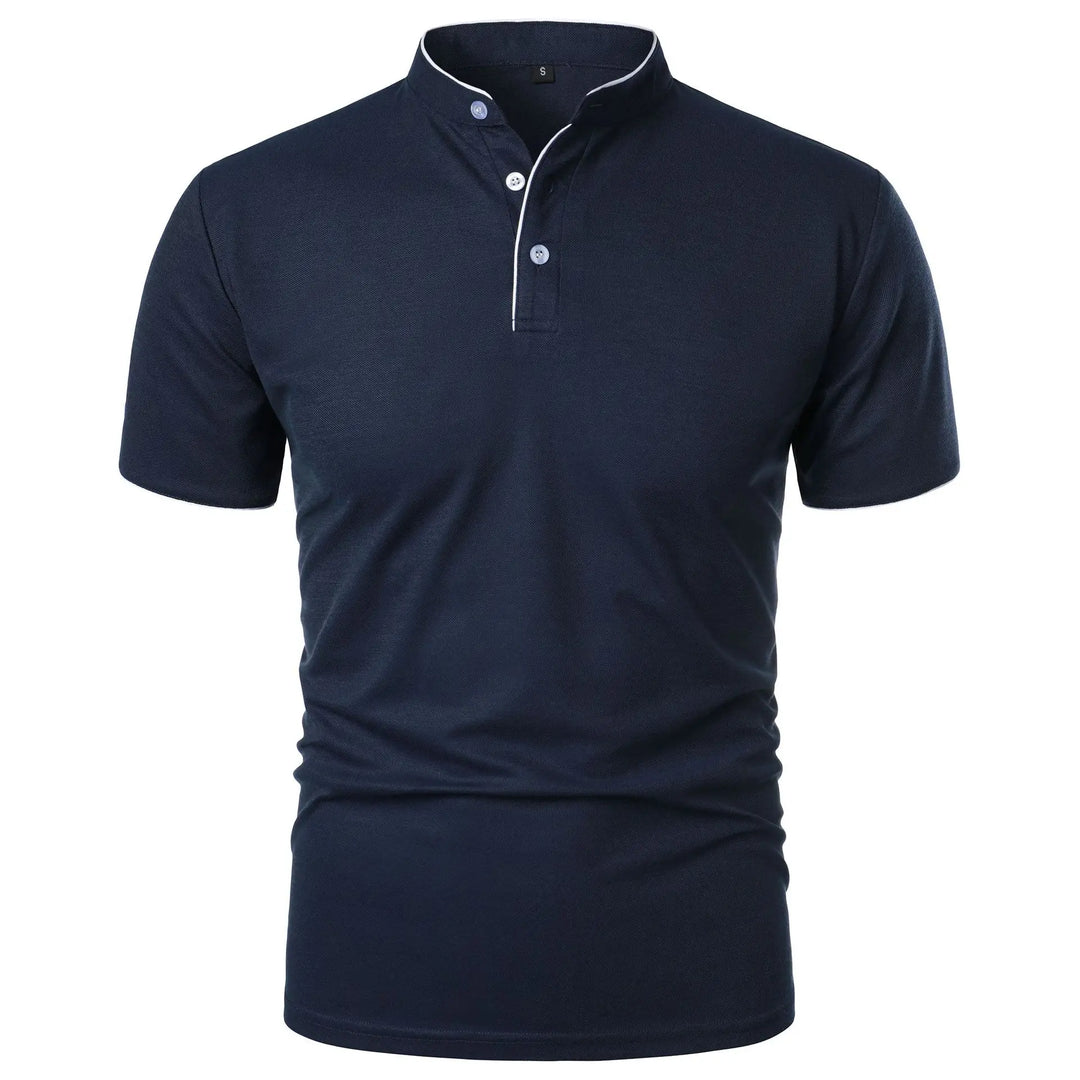 Men's Polo Shirt with Stand Collar and Short Sleeves