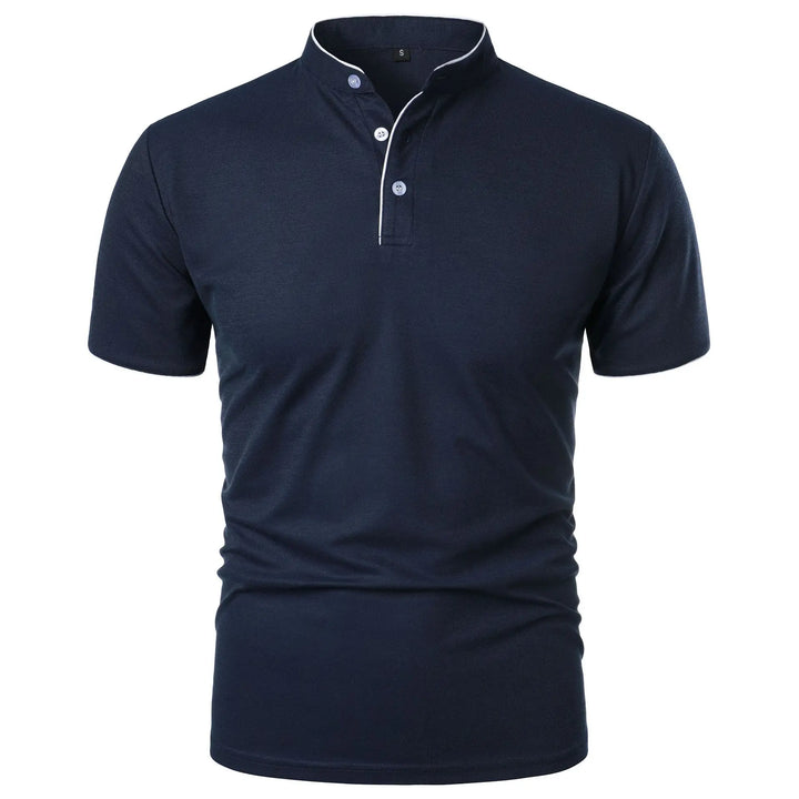 Men's Polo Shirt with Stand Collar and Short Sleeves