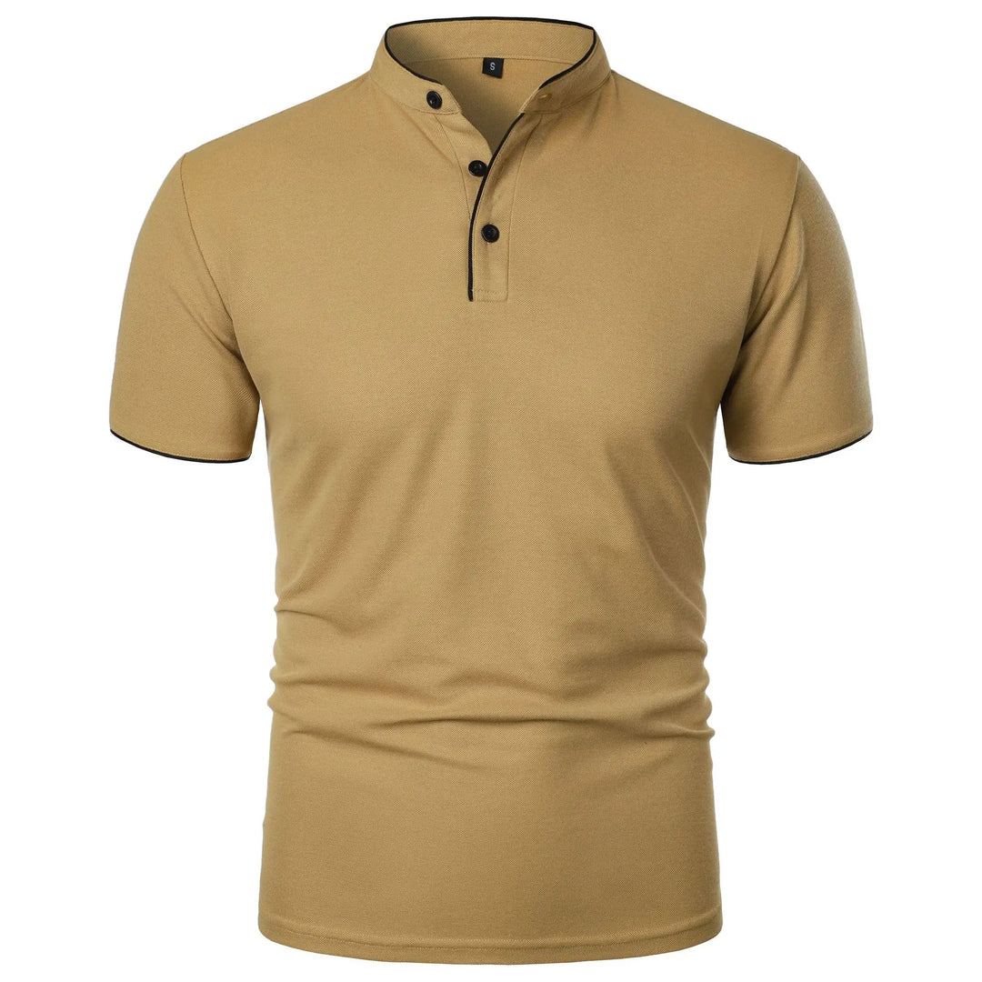 Men's Polo Shirt with Stand Collar and Short Sleeves