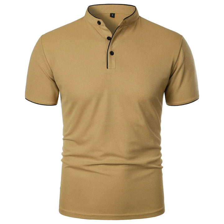 Men's Polo Shirt with Stand Collar and Short Sleeves