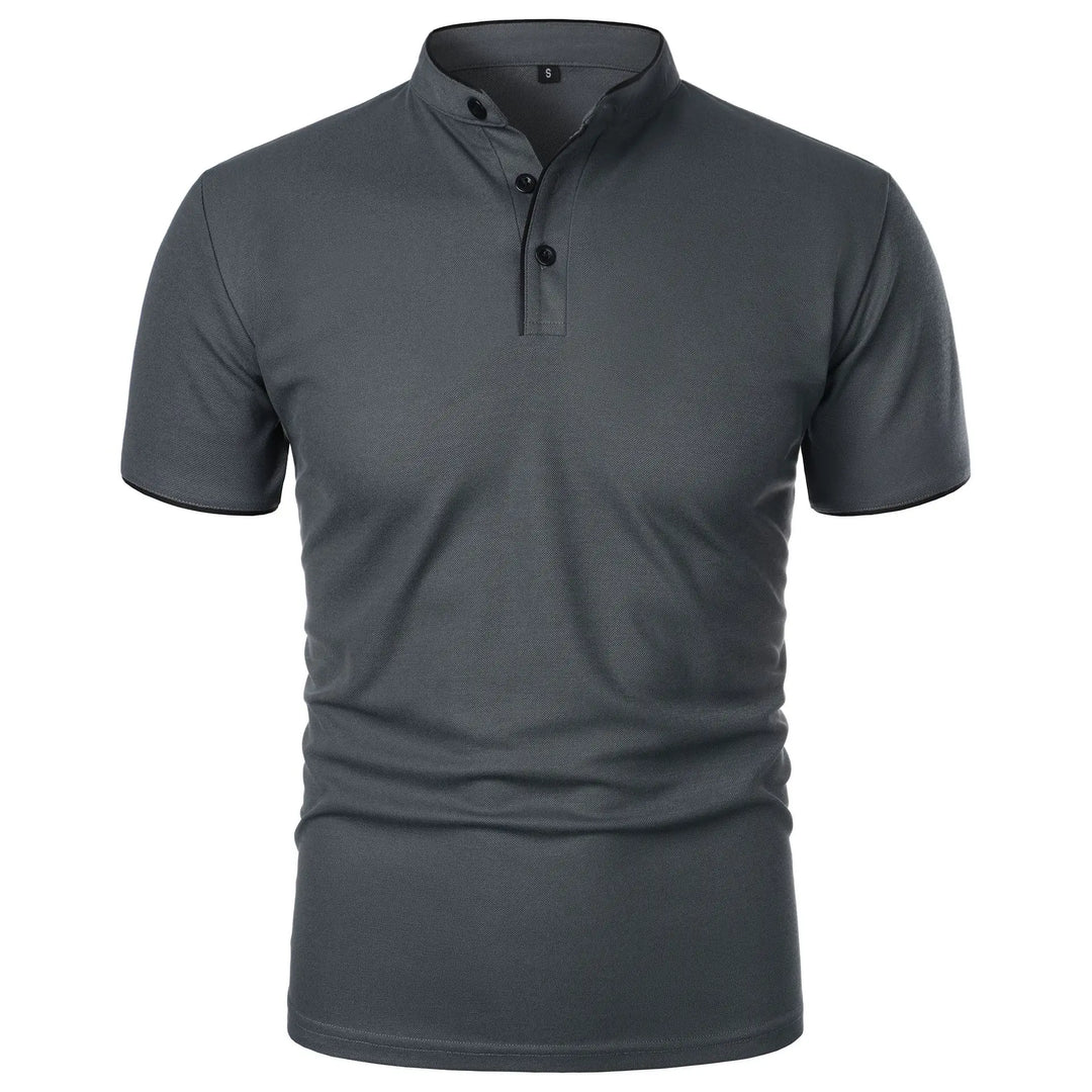 Men's Polo Shirt with Stand Collar and Short Sleeves