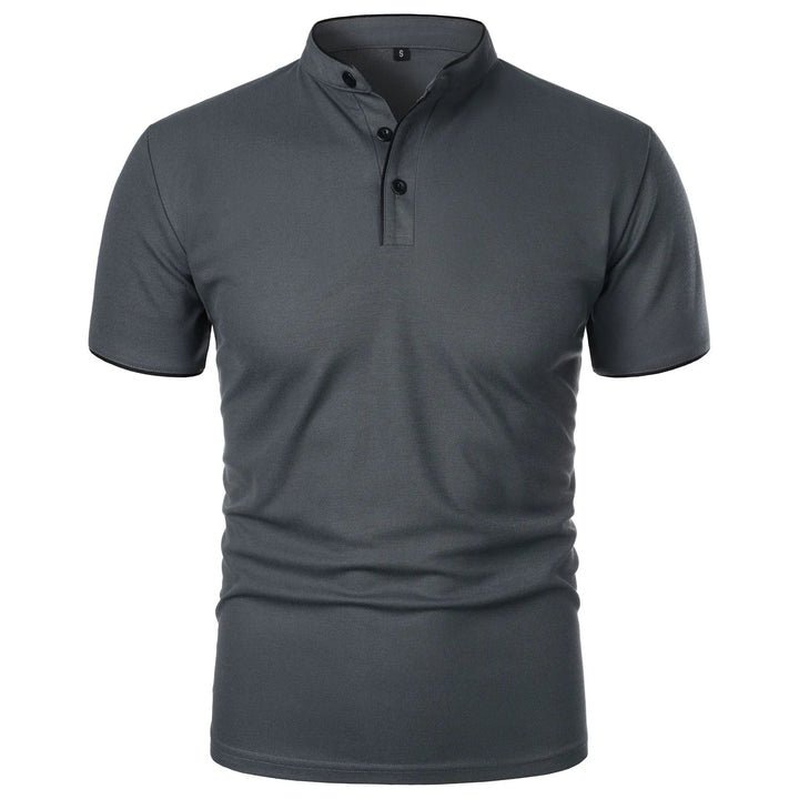 Men's Polo Shirt with Stand Collar and Short Sleeves