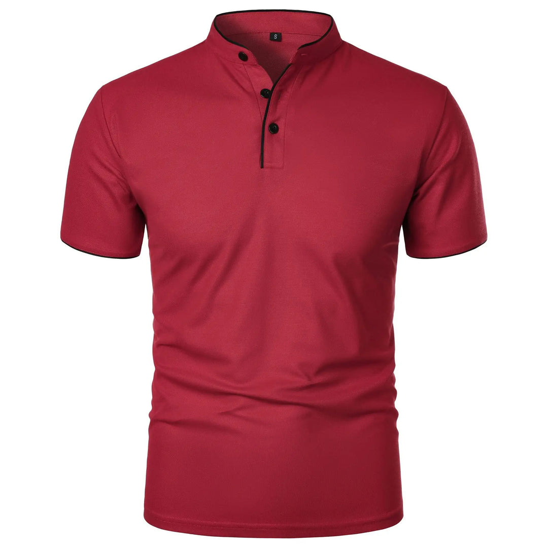 Men's Polo Shirt with Stand Collar and Short Sleeves