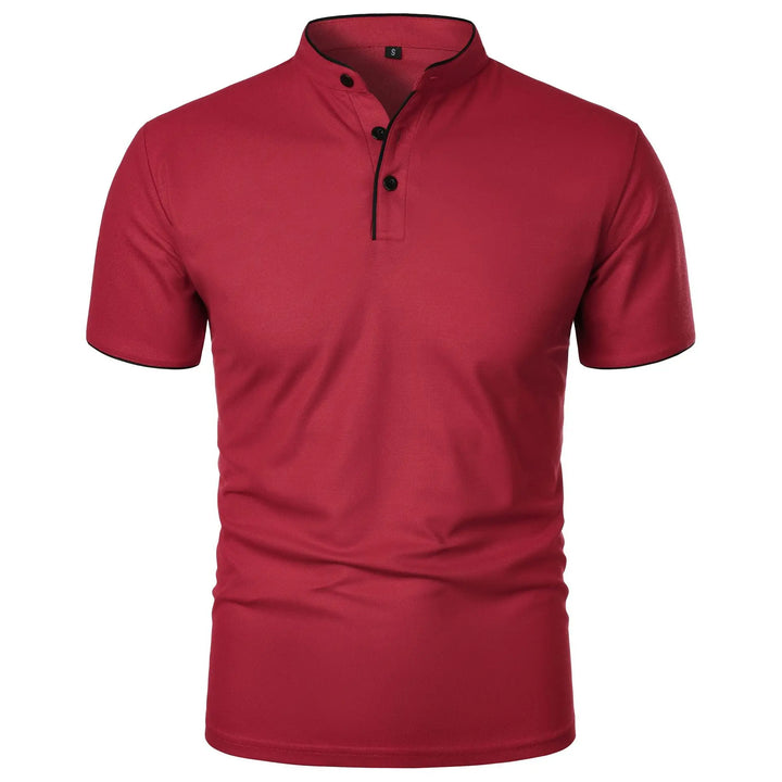 Men's Polo Shirt with Stand Collar and Short Sleeves