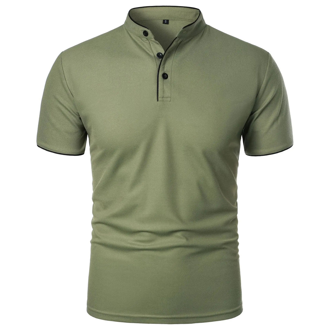 Men's Polo Shirt with Stand Collar and Short Sleeves