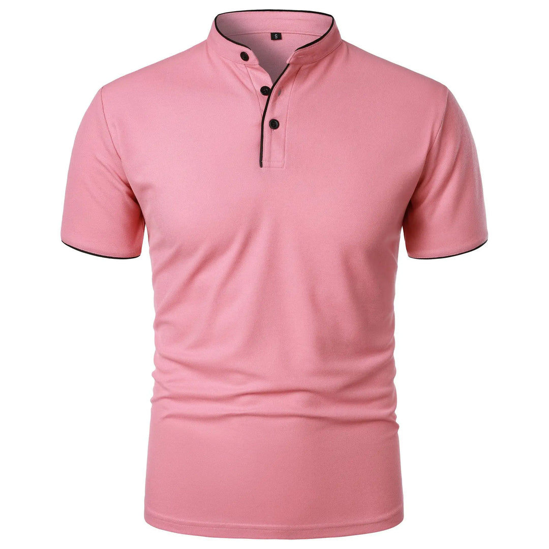 Men's Polo Shirt with Stand Collar and Short Sleeves