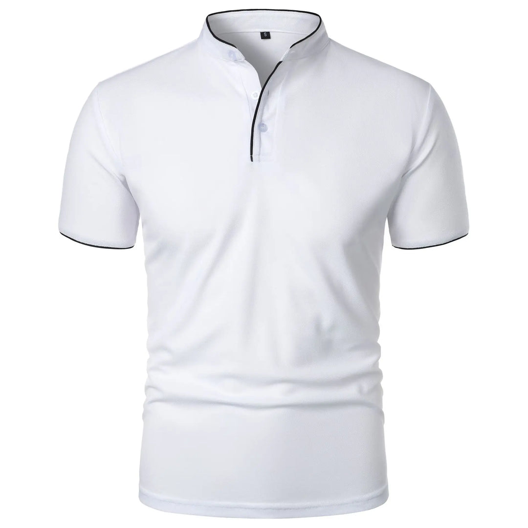 Men's Polo Shirt with Stand Collar and Short Sleeves