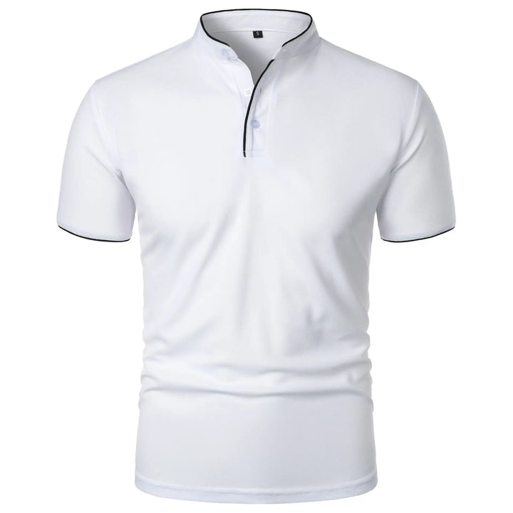 Men's Polo Shirt with Stand Collar and Short Sleeves