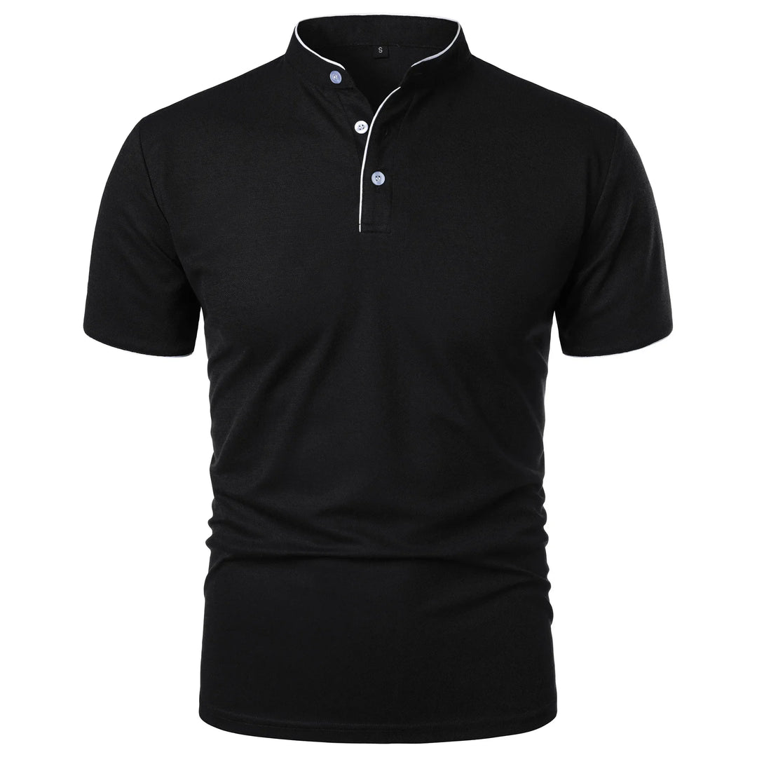 Men's Polo Shirt with Stand Collar and Short Sleeves
