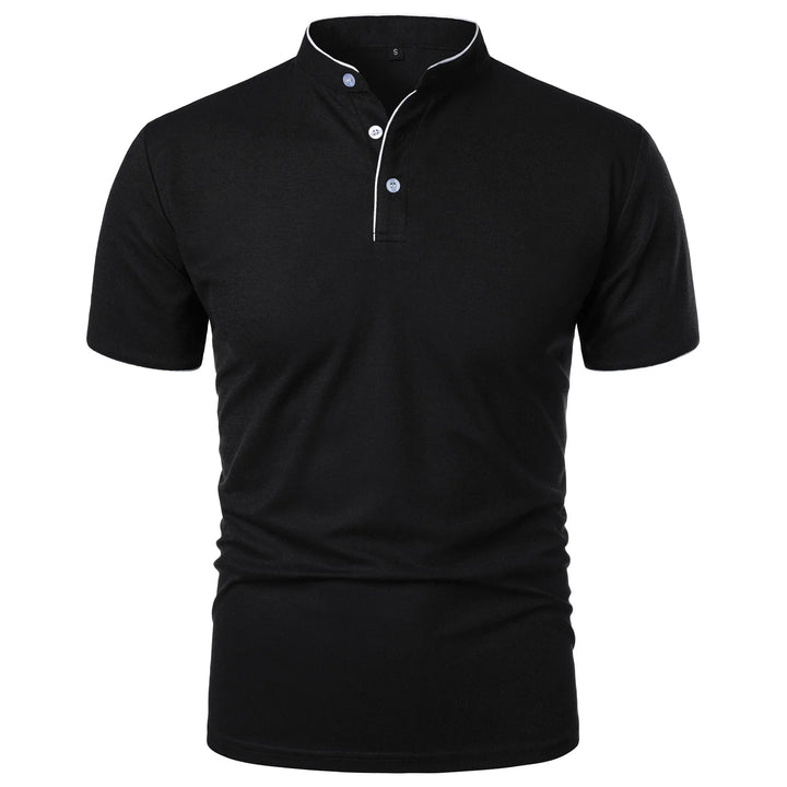 Men's Polo Shirt with Stand Collar and Short Sleeves