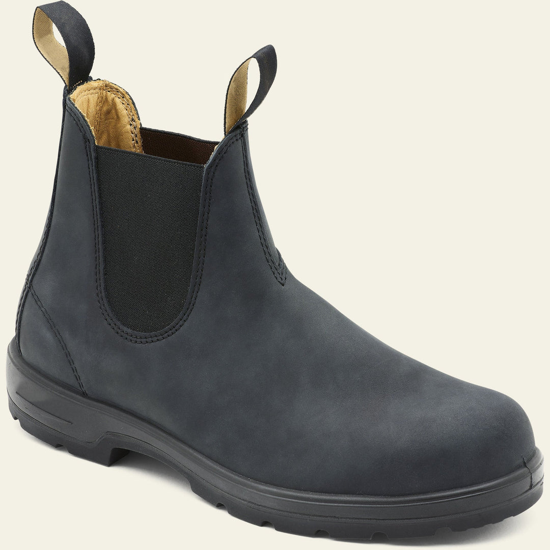 Men's Ankle Chelsea Boots with Double Pull Tabs and Rounded Toe