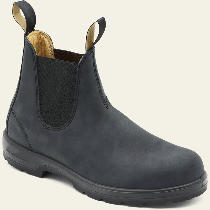 Men's Ankle Chelsea Boots with Double Pull Tabs and Rounded Toe
