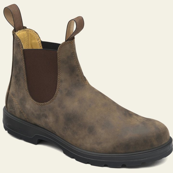 Men's Ankle Chelsea Boots with Double Pull Tabs and Rounded Toe