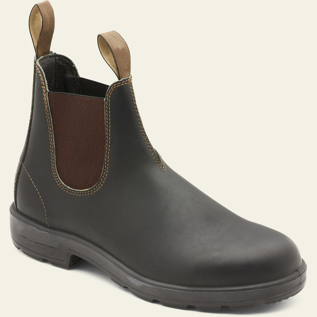 Men's Ankle Chelsea Boots with Double Pull Tabs and Rounded Toe