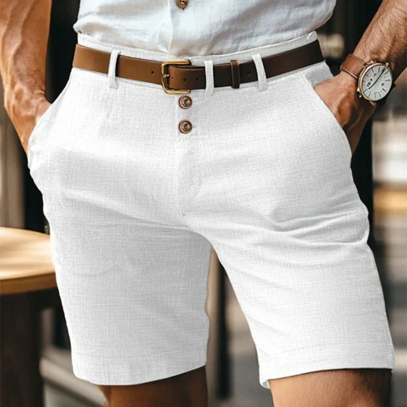 Men’s Button Front Shorts with Side Pockets and Belt Loops