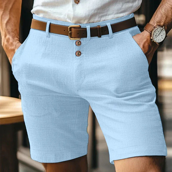 Men’s Button Front Shorts with Side Pockets and Belt Loops